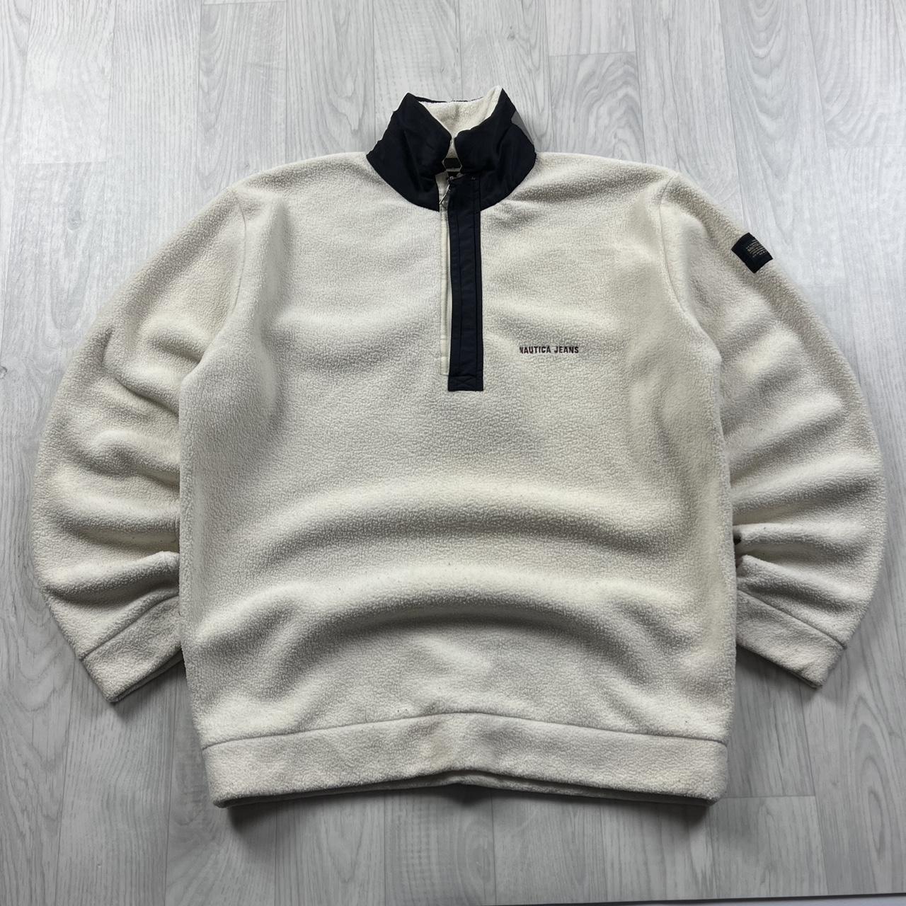 VINTAGE Y2K NAUTICA QUARTER ZIP FLEECE SWEATSHIRT CREAM
