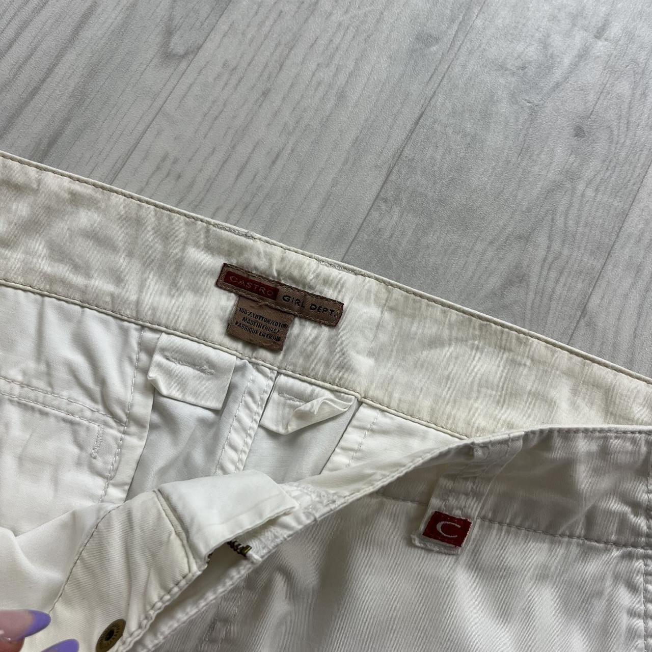 VINTAGE Y2K BAGGY LOW RISE CARGO TROUSERS WHITE
