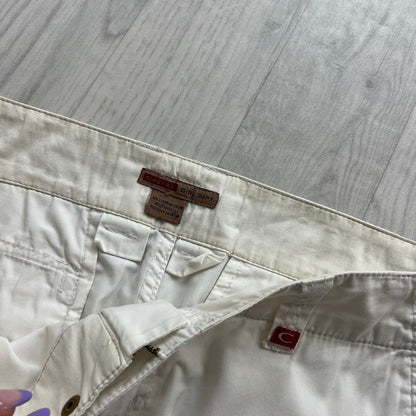 VINTAGE Y2K BAGGY LOW RISE CARGO TROUSERS WHITE