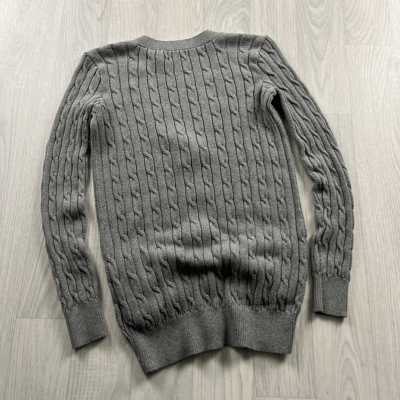 VINTAGE Y2K POLO RALPH LAUREN CHUNKY CABLE KNITTED CARDIGAN GREY