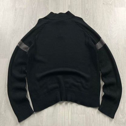 VINTAGE Y2K KICKERS CHUNKY QUARTER ZIP RIBBED KNITTED JUMPER BLACK
