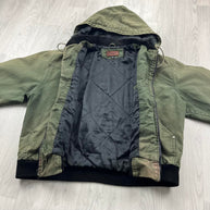 VINTAGE 90s WRANGLER HOODED WORKWEAR BOMBER JACKET MATCHA GREEN