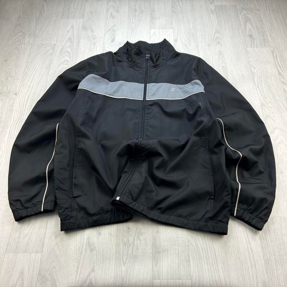 VINTAGE Y2K STARTER WINDBREAKER TRACK JACKET BLACK