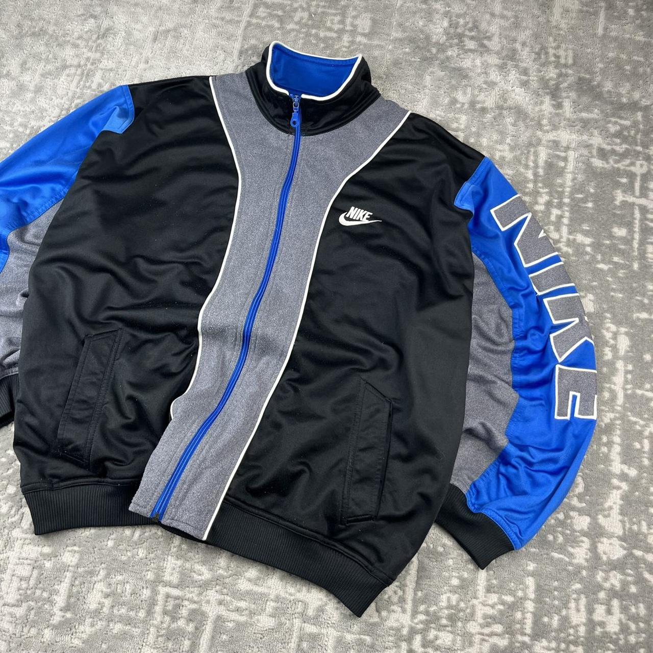 VINTAGE 90s NIKE TRACKSUIT JACKET BLACK BLUE