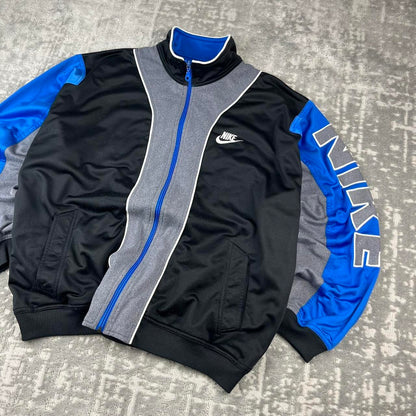 VINTAGE 90s NIKE TRACKSUIT JACKET BLACK BLUE