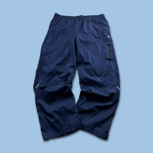 VINTAGE Y2K STARTER WIDE LEG BAGGY TRACKSUIT BOTTOMS NAVY
