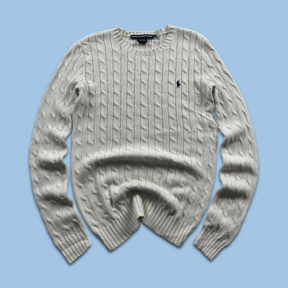 VINTAGE Y2K POLO RALPH LAUREN CHUNKY CABLE KNITTED JUMPER CREAM