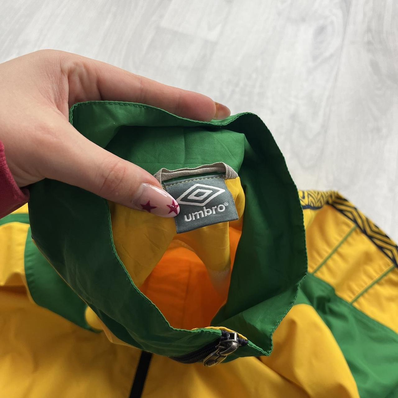 VINTAGE Y2K UMBRO BRAZIL WINDBREAKER TRACKSUIT JACKET YELLOW / GREEN