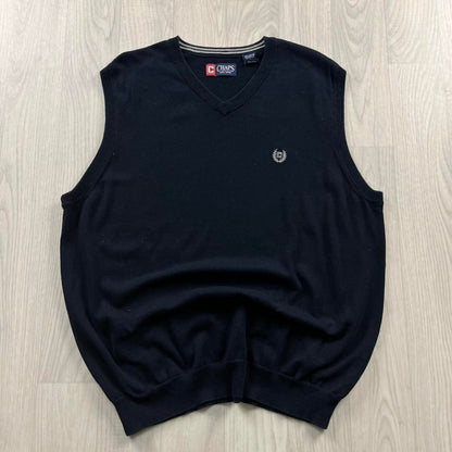 VINTAGE Y2K CHAPS KNITTED SWEATER VEST NAVY