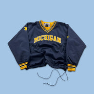 VINTAGE Y2K CHAMPION MICHIGAN PULLOVER WINDBREAKER JACKET NAVY YELLOW