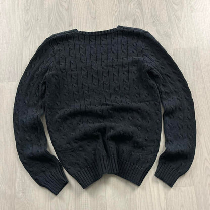 VINTAGE Y2K RALPH LAUREN CHUNKY CABLE KNITTED JUMPER BLACK