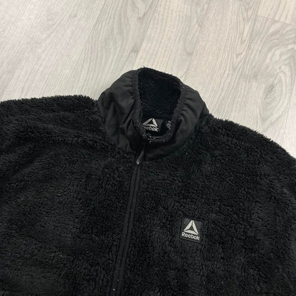 VINTAGE Y2K REEBOK QUARTER ZIP SHERPA FLEECE SWEATSHIRT BLACK
