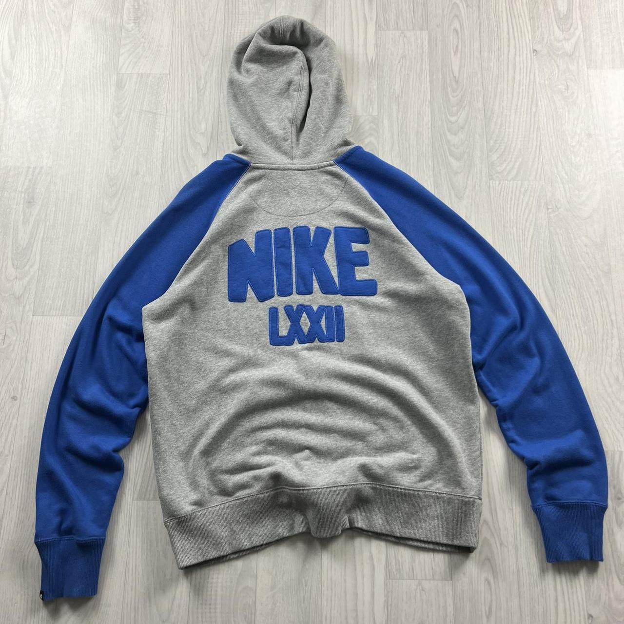 VINTAGE Y2K NIKE GRAPHIC HOODIE GREY BLUE