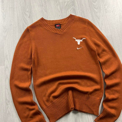 VINTAGE Y2K NIKE TEAM CHUNKY KNITTED JUMPER ORANGE