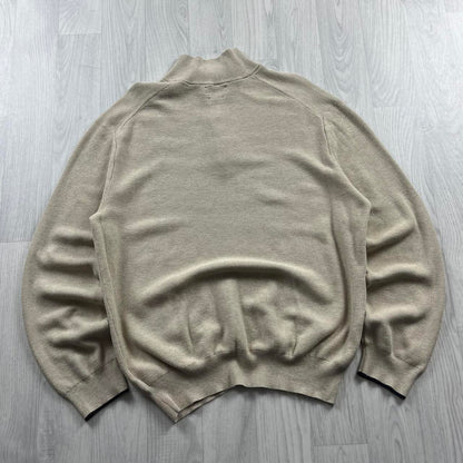 VINTAGE Y2K POLO RALPH LAUREN QUARTER ZIP KNITTED JUMPER BEIGE