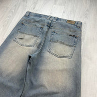 VINTAGE Y2K JORDAN CRAIG LONG BAGGY DENIM JORTS LIGHT BLUE