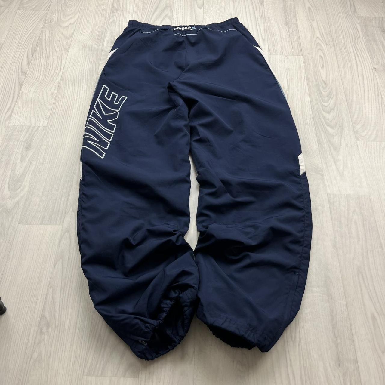 VINTAGE Y2K NIKE TECHNICAL BAGGY TRACKSUIT BOTTOMS NAVY