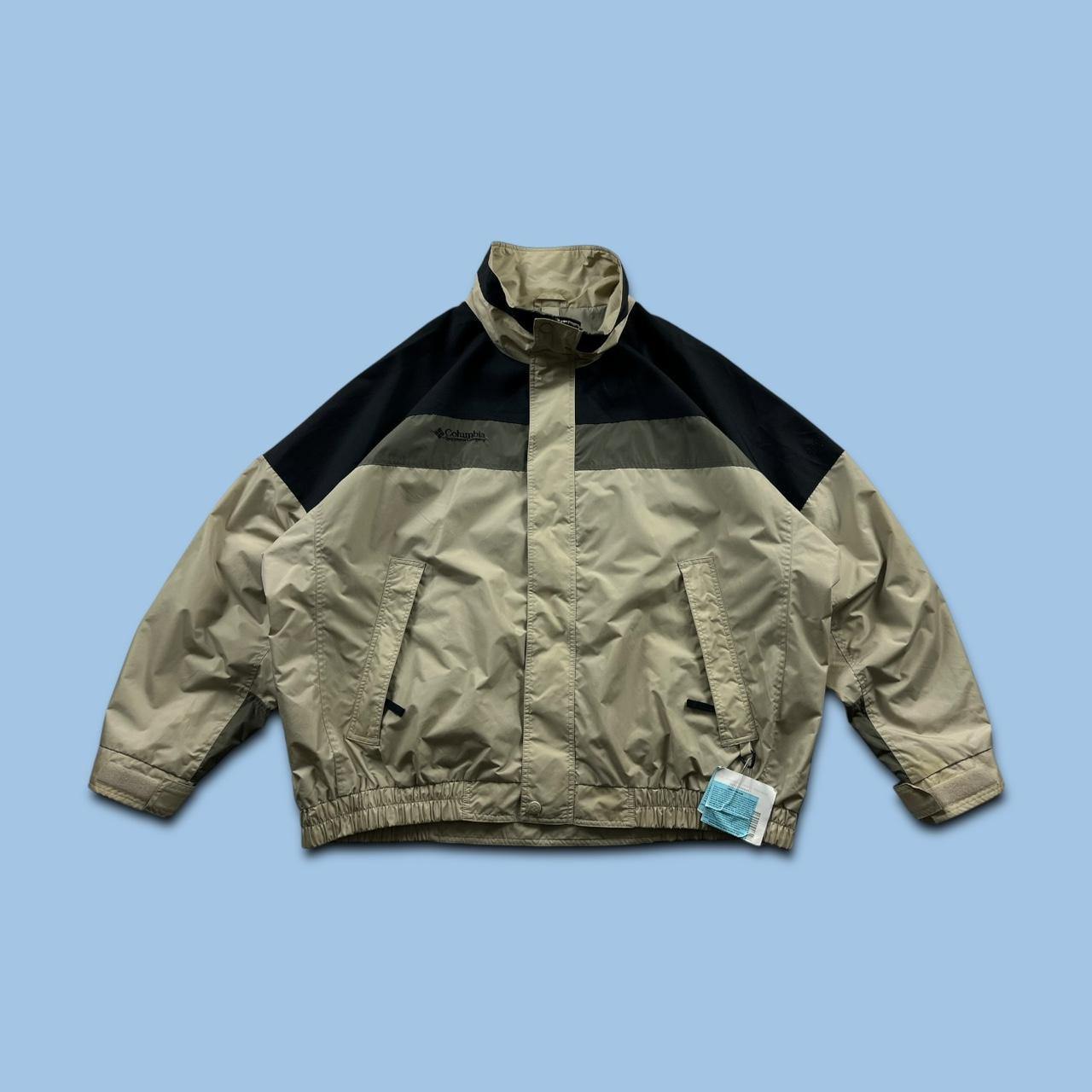 VINTAGE 00s COLUMBIA HEAVY BOMBER JACKET BEIGE BLACK