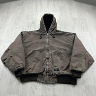 VINTAGE Y2K WALLS HOODED ACTIVE WORKWEAR BOMBER JACKET BROWN