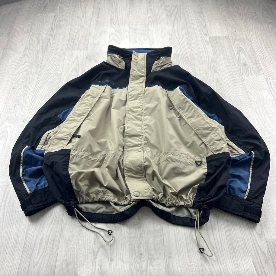 VINTAGE Y2K COLUMBIA TECHNICAL UTILITY JACKET BEIGE / BLACK