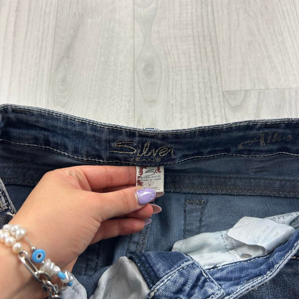 VINTAGE Y2K SILVER LOW RISE BOOTCUT FLARED JEANS BLUE