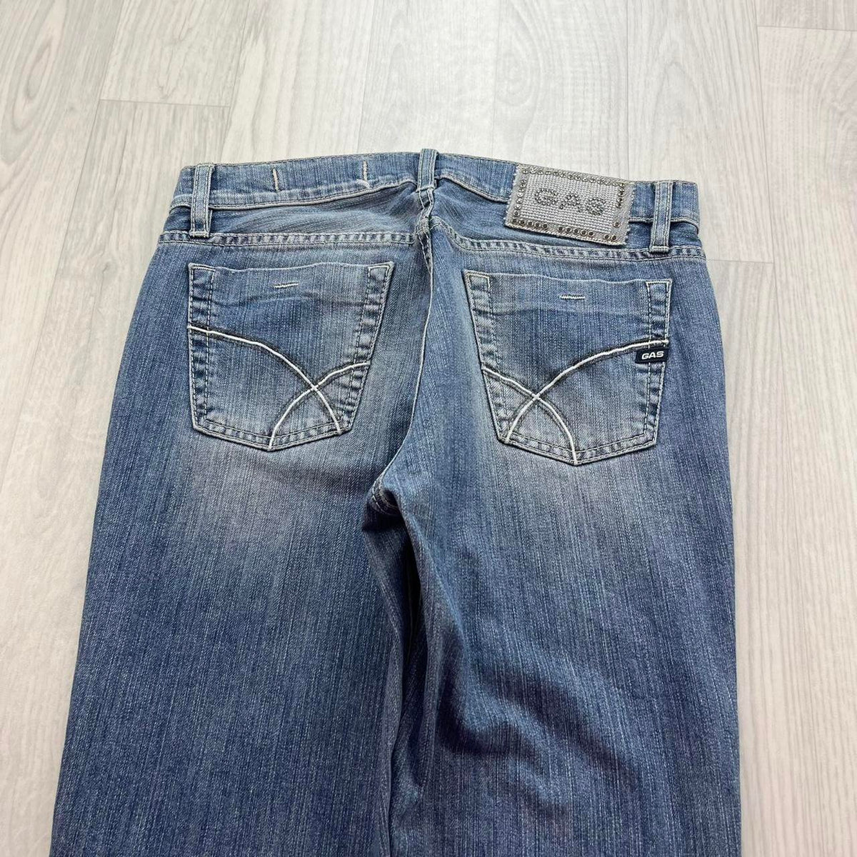 VINTAGE Y2K GAS LOW RISE SLIM BOOTCUT JEANS LIGHT BLUE