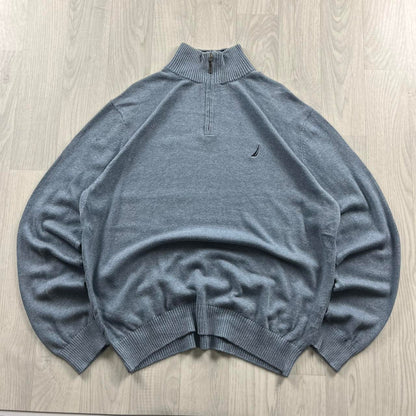 VINTAGE Y2K NAUTICA QUARTER ZIP KNITTED JUMPER BLUE