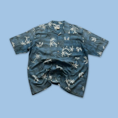 VINTAGE Y2K QUIKSILVER HAWAIIAN SHORT SLEEVE SHIRT BLUE