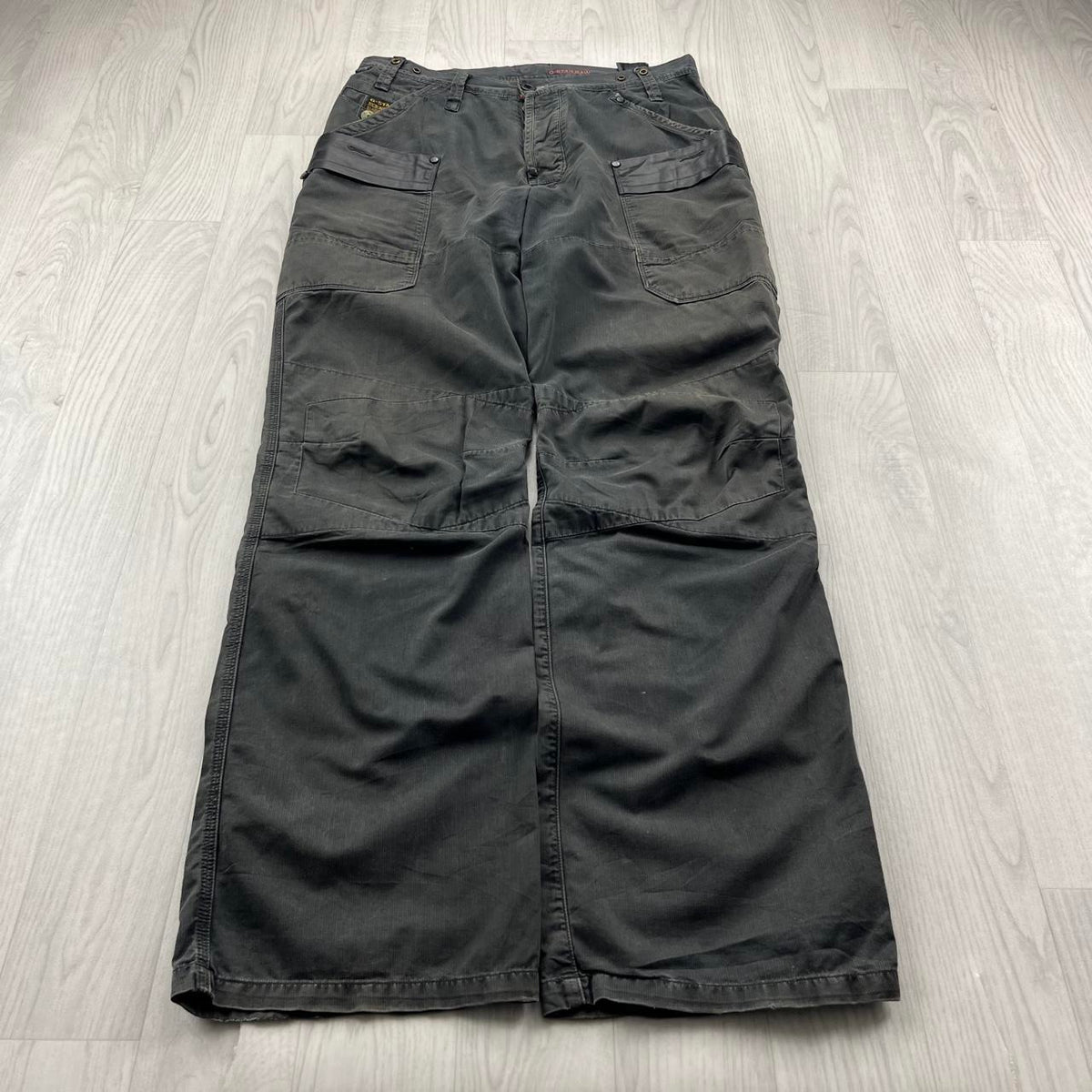 VINTAGE Y2K G STAR BAGGY UTILITY JEANS FADED BLACK