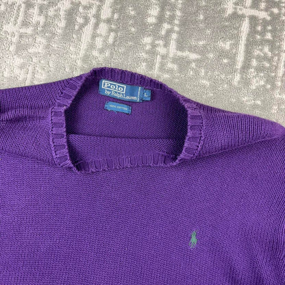 VINTAGE Y2K RALPH LAUREN CHUNKY ESSENTIAL KNITTED JUMPER PURPLE