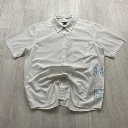 VINTAGE Y2K QUIKSILVER GRAPHIC SHORT SLEEVE SHIRT WHITE