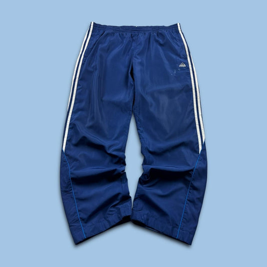VINTAGE Y2K ADIDAS WIDE LEG BAGGY TRACKSUIT BOTTOMS NAVY BLUE