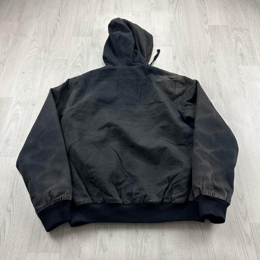 VINTAGE Y2K RSQ HOODED WORKWEAR BOMBER JACKET FADED BLACK