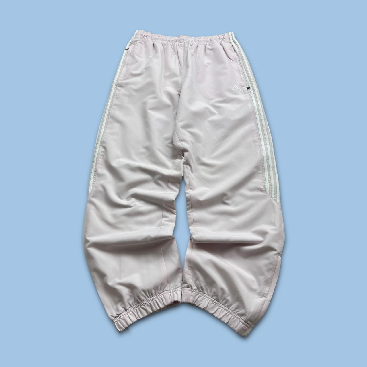 VINTAGE Y2K ADIDAS SIDE STRIPE BAGGY TRACKSUIT BOTTOMS PINK