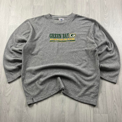 VINTAGE Y2K NFL GREEN BAY PACKERS QUARTER ZIP FLEECE SWEATSHIRT GREY