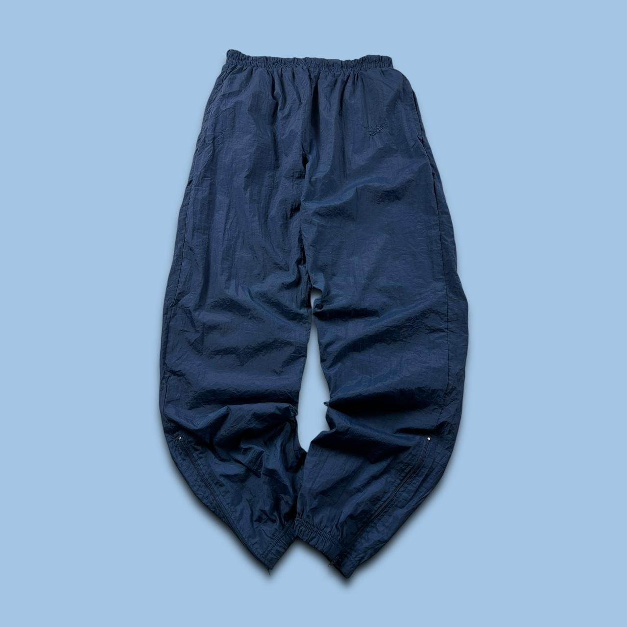 VINTAGE 90s REEBOK BAGGY TRACKSUIT BOTTOMS NAVY BLUE