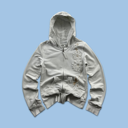 VINTAGE Y2K ANIMAL ZIP HOODIE WHITE