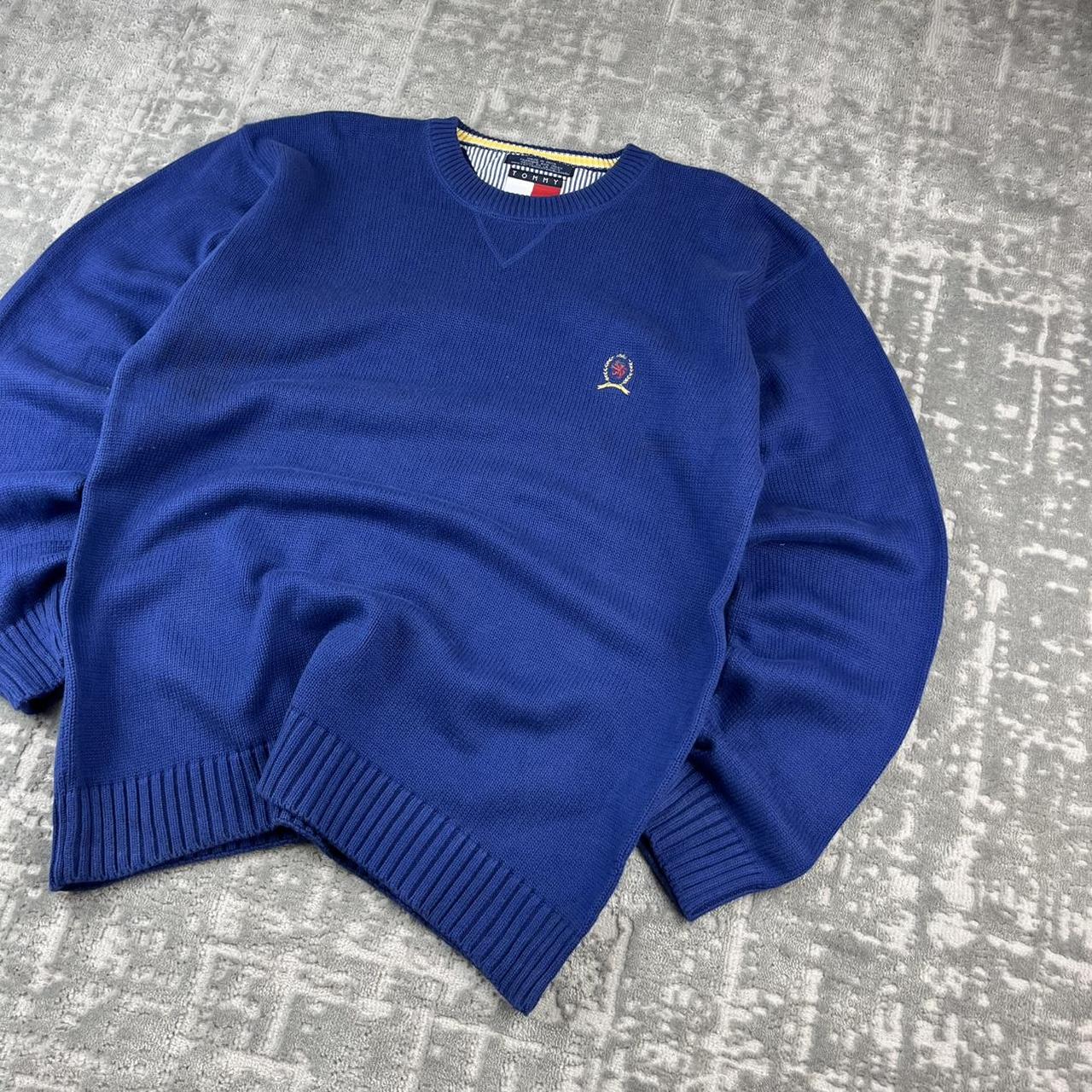VINTAGE Y2K TOMMY HILFIGER CHUNKY ESSENTIAL KNITTED JUMPER BLUE