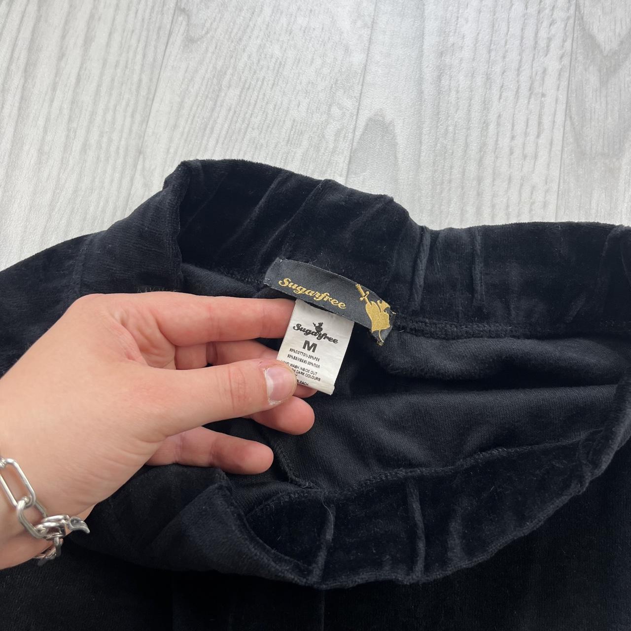 VINTAGE Y2K SUGARFREE FLARED LOW RISE VELOUR JOGGERS BLACK
