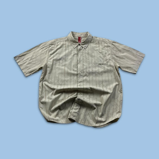 VINTAGE Y2K ANIMAL STRIPED SHORT SLEEVE SHIRT BEIGE
