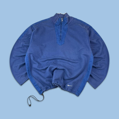 VINTAGE Y2K NIKE QUARTER ZIP TECHNICAL BOXY SWEATSHIRT BLUE