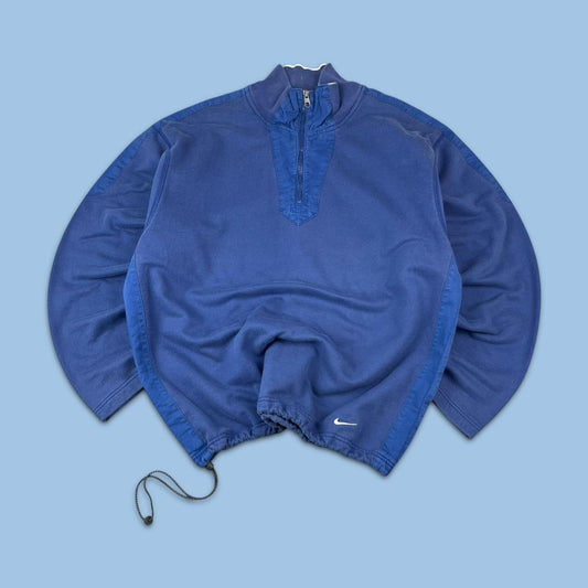 VINTAGE Y2K NIKE QUARTER ZIP TECHNICAL BOXY SWEATSHIRT BLUE
