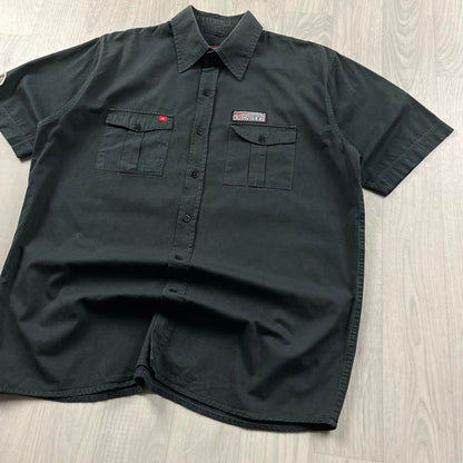 VINTAGE Y2K QUIKSILVER SHORT SLEEVE SHIRT FADED BLACK