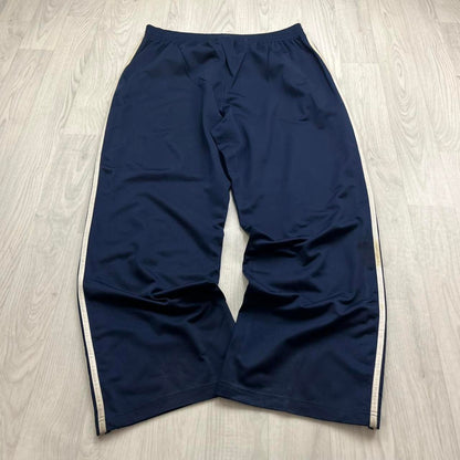 VINTAGE Y2K ADIDAS SIDE STRIPE BAGGY TRACKSUIT BOTTOMS NAVY