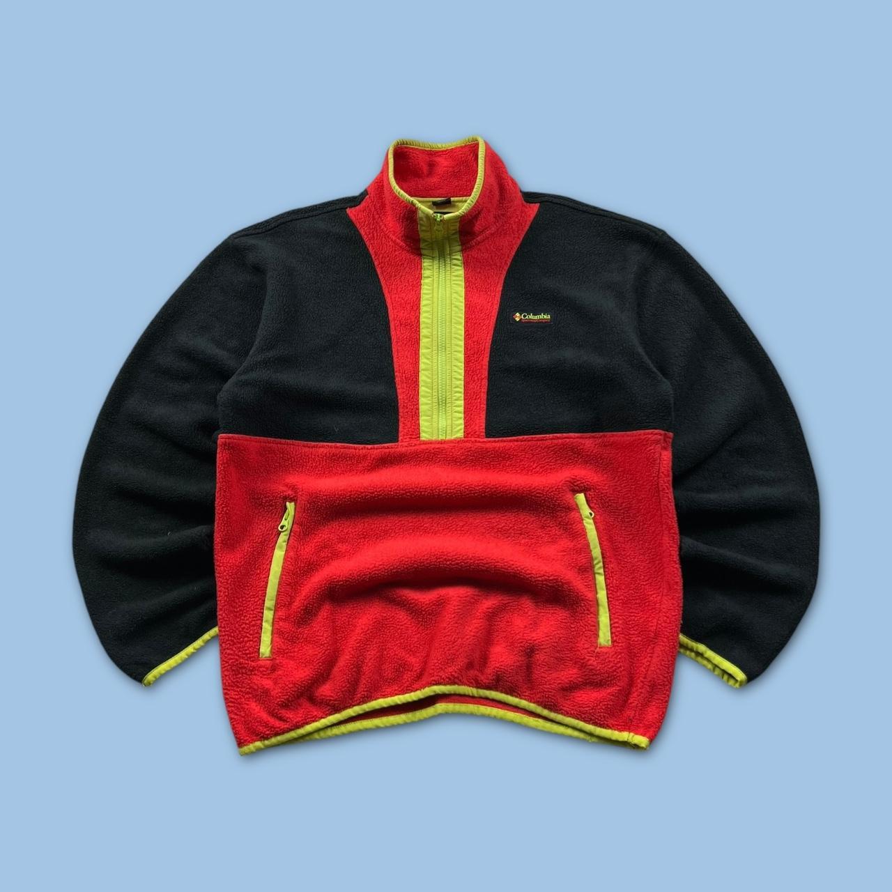 VINTAGE Y2K COLUMBIA QUARTER ZIP FLEECE SWEATSHIRT BLACK MULTI