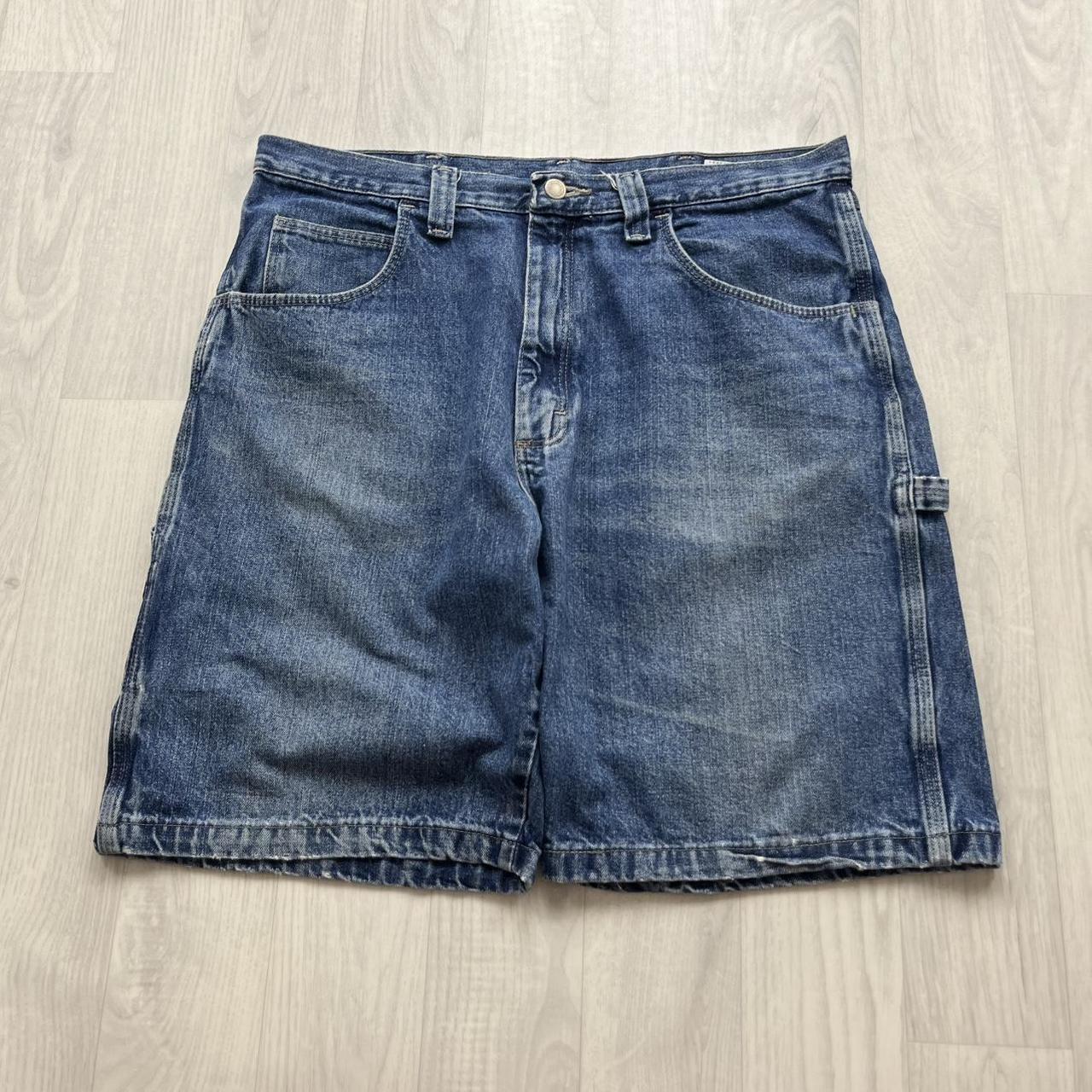 VINTAGE 00s WRANGLER BAGGY LOOSE CARPENTER JORTS NAVY BLUE
