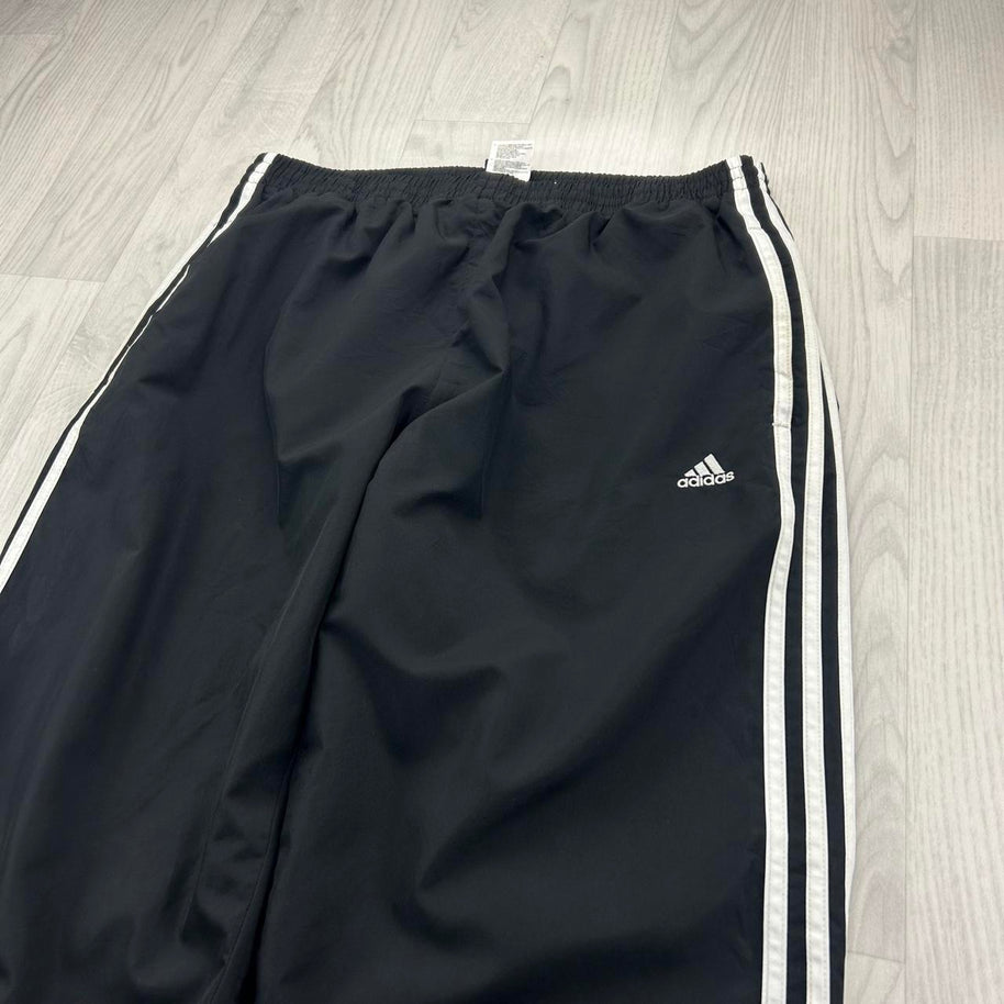 VINTAGE Y2K ADIDAS SIDE STRIPE BAGGY TRACKSUIT BOTTOMS BLACK