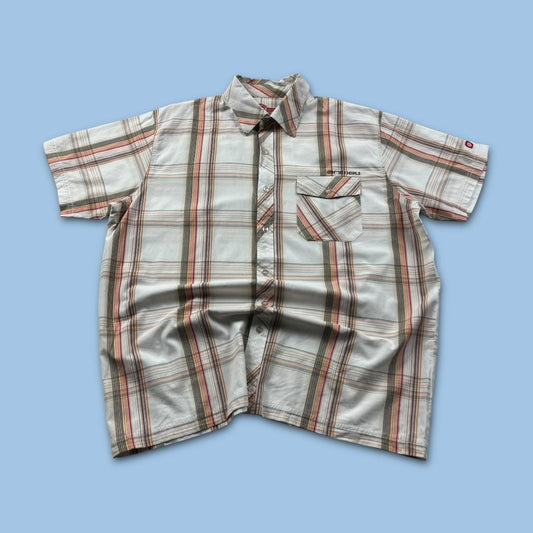 VINTAGE Y2K ANIMAL CHECKERED SHORT SLEEVE SHIRT CREAM MULTI