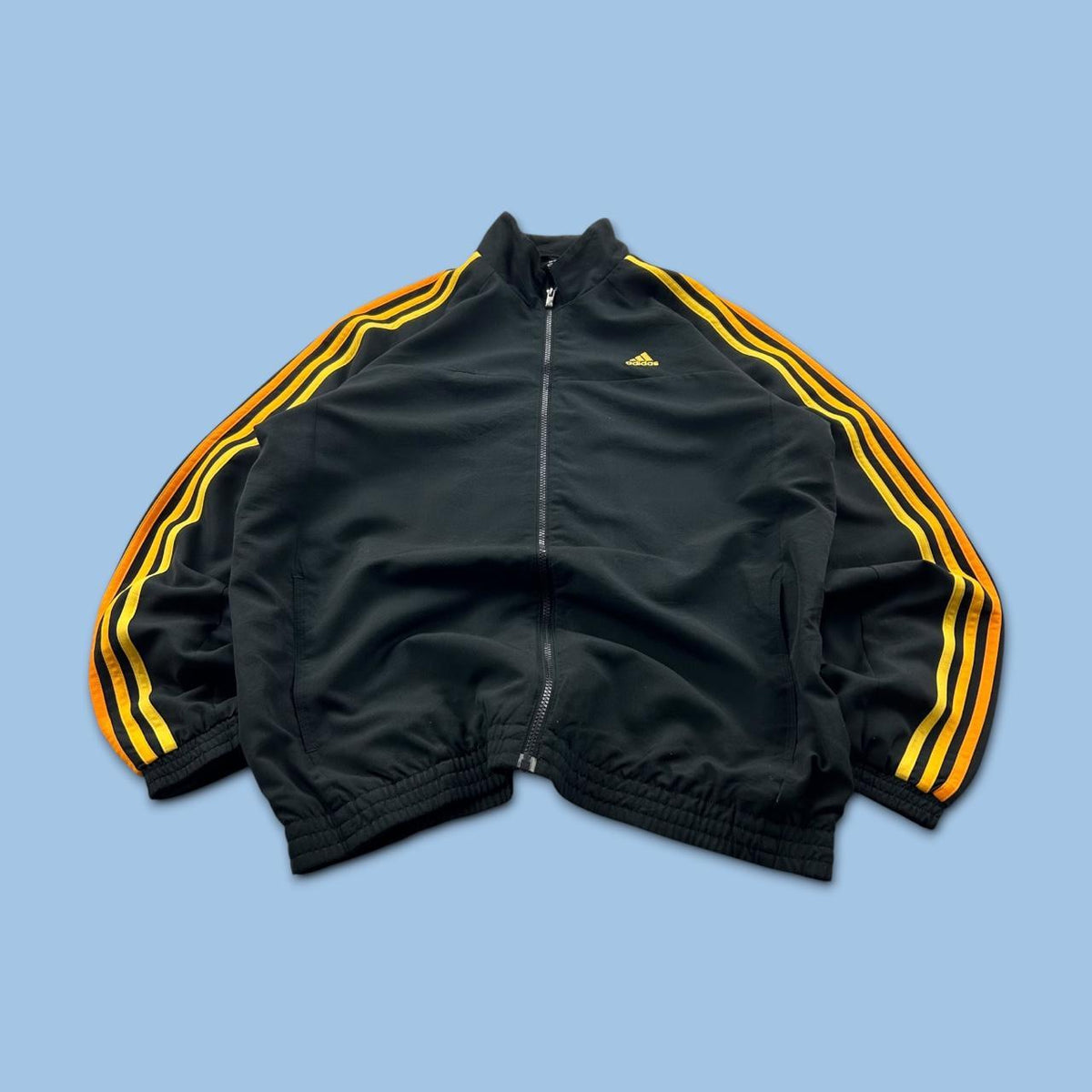 VINTAGE Y2K ADIDAS ESSENTIALS LIGHTWEIGHT TRACK JACKET BLACK / ORANGE