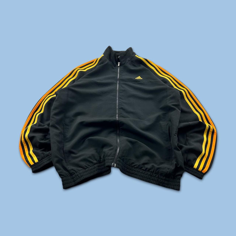 VINTAGE Y2K ADIDAS ESSENTIALS LIGHTWEIGHT TRACK JACKET BLACK / ORANGE